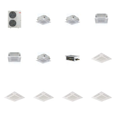 MITSUBISHI ELECTRIC Mitsubishi Multi-Zone 48000 BTU R-454B 20 SEER2 5-Zone 2'x2' Ceiling Cassette Mini Split Heat Pump System - 9K+9K+12K+12K+15K