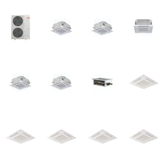 MITSUBISHI ELECTRIC Mitsubishi Multi-Zone 48000 BTU R-454B 20 SEER2 5-Zone 2'x2' Ceiling Cassette Mini Split Heat Pump System - 9K+9K+12K+15K+15K