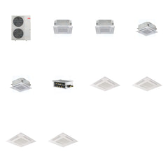 MITSUBISHI ELECTRIC Mitsubishi Multi-Zone 48000 BTU R-454B 20 SEER2 4-Zone 2'x2' Ceiling Cassette Mini Split Heat Pump System - 12K+12K+15K+15K