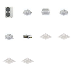 MITSUBISHI ELECTRIC Mitsubishi Multi-Zone 48000 BTU R-454B 20 SEER2 4-Zone 2'x2' Ceiling Cassette Mini Split Heat Pump System - 9K+12K+15K+15K