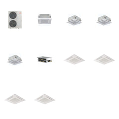 MITSUBISHI ELECTRIC Mitsubishi Multi-Zone 48000 BTU R-454B 20 SEER2 4-Zone 2'x2' Ceiling Cassette Mini Split Heat Pump System - 12K+15K+15K+15K