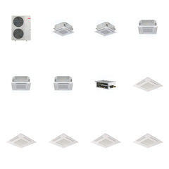 MITSUBISHI ELECTRIC Mitsubishi Multi-Zone 48000 BTU R-454B 20 SEER2 5-Zone 2'x2' Ceiling Cassette Mini Split Heat Pump System - 9K+9K+12K+12K+12K