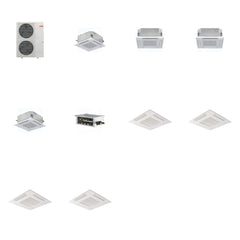 MITSUBISHI ELECTRIC Mitsubishi Multi-Zone 48000 BTU R-454B 20 SEER2 4-Zone 2'x2' Ceiling Cassette Mini Split Heat Pump System - 9K+12K+12K+15K