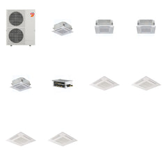 MITSUBISHI ELECTRIC Mitsubishi Multi-Zone 60000 BTU R-454B 20 SEER2 4-Zone 2'x2' Ceiling Cassette Mini Split Heat Pump System - 9K+12K+12K+15K