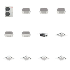 MITSUBISHI ELECTRIC Mitsubishi Multi-Zone 48000 BTU R-454B 20 SEER2 5-Zone 3'x3' Ceiling Cassette Mini Split Heat Pump System - 12K+12K+12K+12K+12K