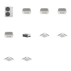 MITSUBISHI ELECTRIC Mitsubishi Multi-Zone 48000 BTU R-454B 20 SEER2 4-Zone 3'x3' Ceiling Cassette Mini Split Heat Pump System - 12K+12K+18K+18K