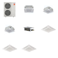 MITSUBISHI ELECTRIC Mitsubishi Multi-Zone 60000 BTU R-454B 20 SEER2 3-Zone 2'x2' Ceiling Cassette Mini Split Heat Pump System - 12K+15K+15K