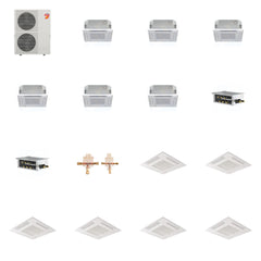 MITSUBISHI ELECTRIC Mitsubishi Multi-Zone 60000 BTU R-454B 20 SEER2 6-Zone 2'x2' Ceiling Cassette Mini Split Heat Pump System - 12K+12K+12K+12K+12K+12K
