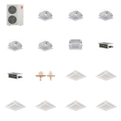 MITSUBISHI ELECTRIC Mitsubishi Multi-Zone 60000 BTU R-454B 20 SEER2 6-Zone 2'x2' Ceiling Cassette Mini Split Heat Pump System - 9K+9K+9K+9K+9K+12K