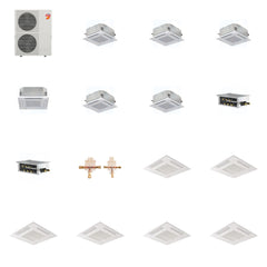 MITSUBISHI ELECTRIC Mitsubishi Multi-Zone 60000 BTU R-454B 20 SEER2 6-Zone 2'x2' Ceiling Cassette Mini Split Heat Pump System - 9K+9K+9K+12K+15K+15K