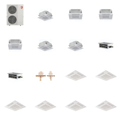 MITSUBISHI ELECTRIC Mitsubishi Multi-Zone 60000 BTU R-454B 20 SEER2 6-Zone 2'x2' Ceiling Cassette Mini Split Heat Pump System - 9K+12K+12K+12K+15K+15K