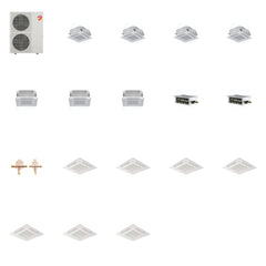 MITSUBISHI ELECTRIC Mitsubishi Multi-Zone 60000 BTU R-454B 20 SEER2 7-Zone 2'x2' Ceiling Cassette Mini Split Heat Pump System - 9K+9K+9K+9K+12K+12K+12K