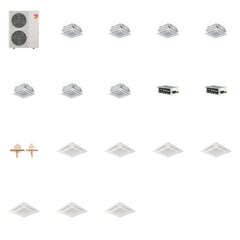 MITSUBISHI ELECTRIC Mitsubishi Multi-Zone 60000 BTU R-454B 20 SEER2 7-Zone 2'x2' Ceiling Cassette Mini Split Heat Pump System - 9K+9K+9K+9K+9K+9K+9K