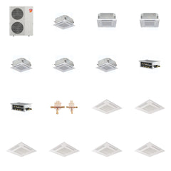 MITSUBISHI ELECTRIC Mitsubishi Multi-Zone 60000 BTU R-454B 20 SEER2 6-Zone 2'x2' Ceiling Cassette Mini Split Heat Pump System - 9K+12K+12K+15K+15K+15K