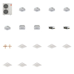 MITSUBISHI ELECTRIC Mitsubishi Multi-Zone 60000 BTU R-454B 20 SEER2 7-Zone 2'x2' Ceiling Cassette Mini Split Heat Pump System - 9K+9K+9K+9K+9K+12K+12K