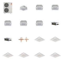 MITSUBISHI ELECTRIC Mitsubishi Multi-Zone 60000 BTU R-454B 20 SEER2 6-Zone 2'x2' Ceiling Cassette Mini Split Heat Pump System - 9K+12K+12K+12K+12K+12K