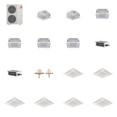 MITSUBISHI ELECTRIC Mitsubishi Multi-Zone 60000 BTU R-454B 20 SEER2 6-Zone 2'x2' Ceiling Cassette Mini Split Heat Pump System - 9K+9K+12K+12K+12K+12K