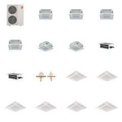MITSUBISHI ELECTRIC Mitsubishi Multi-Zone 60000 BTU R-454B 20 SEER2 6-Zone 2'x2' Ceiling Cassette Mini Split Heat Pump System - 12K+12K+12K+12K+15K+15K