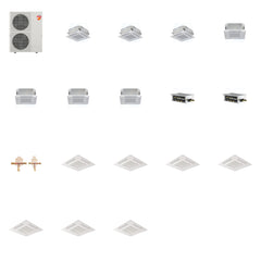 MITSUBISHI ELECTRIC Mitsubishi Multi-Zone 60000 BTU R-454B 20 SEER2 7-Zone 2'x2' Ceiling Cassette Mini Split Heat Pump System - 9K+9K+9K+12K+12K+12K+12K