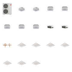 MITSUBISHI ELECTRIC Mitsubishi Multi-Zone 60000 BTU R-454B 20 SEER2 7-Zone 2'x2' Ceiling Cassette Mini Split Heat Pump System - 9K+9K+12K+12K+12K+12K+12K