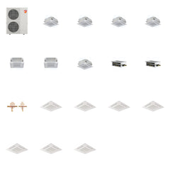 MITSUBISHI ELECTRIC Mitsubishi Multi-Zone 60000 BTU R-454B 20 SEER2 7-Zone 2'x2' Ceiling Cassette Mini Split Heat Pump System - 9K+9K+9K+9K+12K+12K+15K