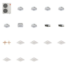 MITSUBISHI ELECTRIC Mitsubishi Multi-Zone 60000 BTU R-454B 20 SEER2 7-Zone 2'x2' Ceiling Cassette Mini Split Heat Pump System - 9K+9K+9K+9K+9K+12K+15K