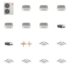 MITSUBISHI ELECTRIC Mitsubishi Multi-Zone 60000 BTU R-454B 20 SEER2 6-Zone 3'x3' Ceiling Cassette Mini Split Heat Pump System - 12K+12K+12K+12K+12K+12K