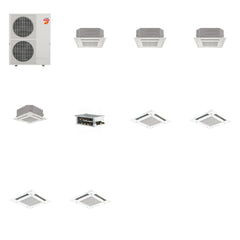 MITSUBISHI ELECTRIC Mitsubishi Multi-Zone 60000 BTU R-454B 20 SEER2 4-Zone 3'x3' Ceiling Cassette Mini Split Heat Pump System - 12K+12K+12K+42K