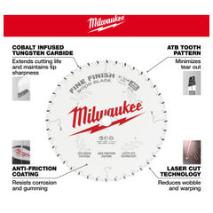 MILWAUKEE Milwaukee 48-41-0726 40T Fine Finish Circular Saw Blades 7 1/4 in Dia Pack
