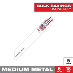 MILWAUKEE Milwaukee 48-00-5184 6 inches 18 TPI Thin Kerf Sawzall® Blades (5 Pk)