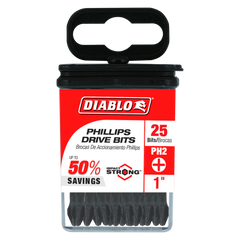 DIABLO Diablo DPH21P25 1 in. #2 Phillips Drive Bits (25-Pack)