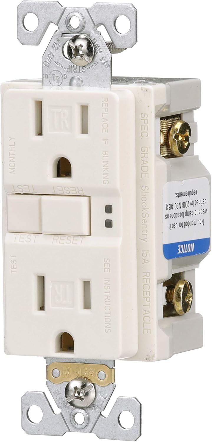 EATON Eaton TRSGF15LA Wiring Self-Test Tamper Resistant Gfci Receptacle 15A