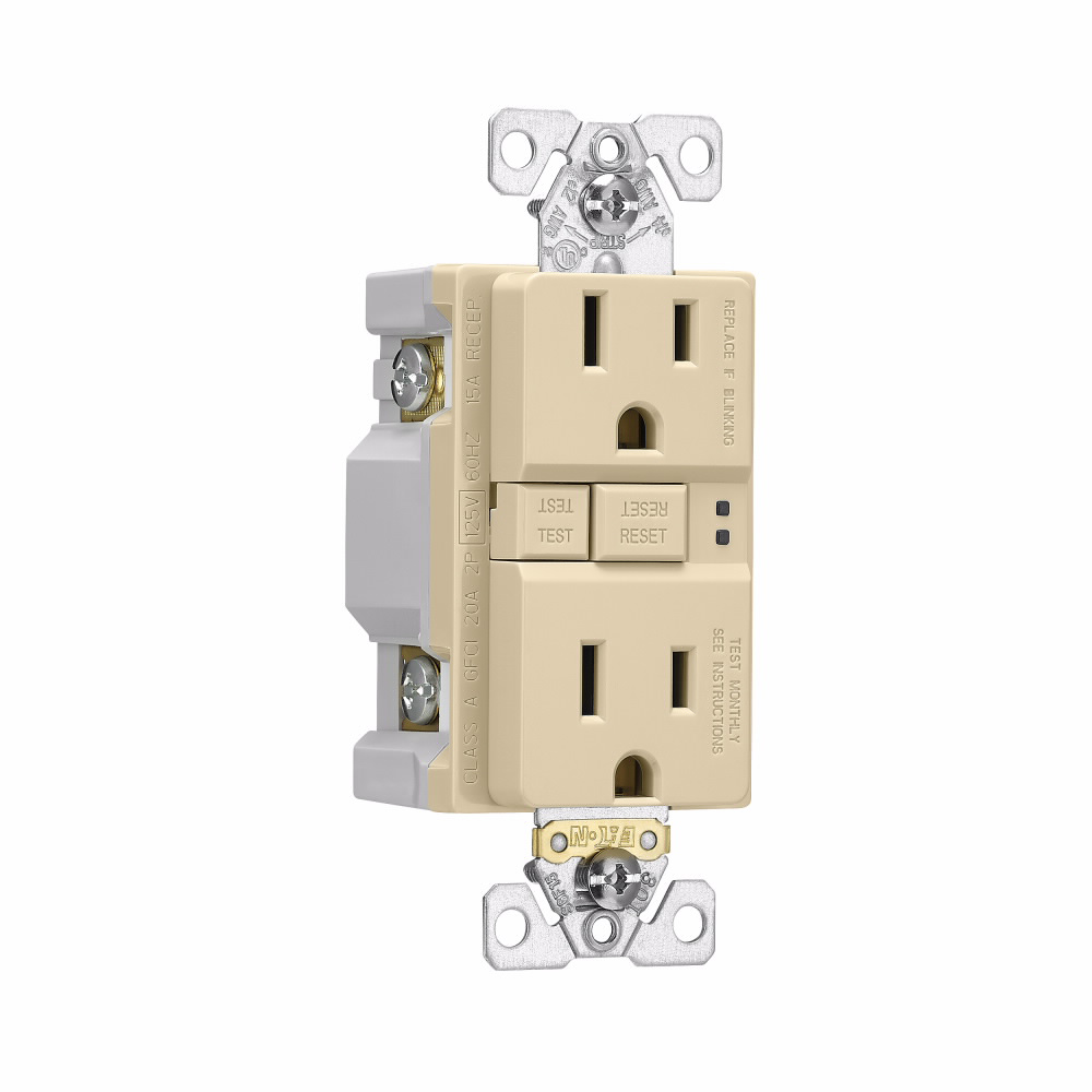EATON Eaton TRSGF15V Wiring GFCI Self-Test 15A -125V Tamper Resistant Duplex Receptacle with Standard Size Wallplate
