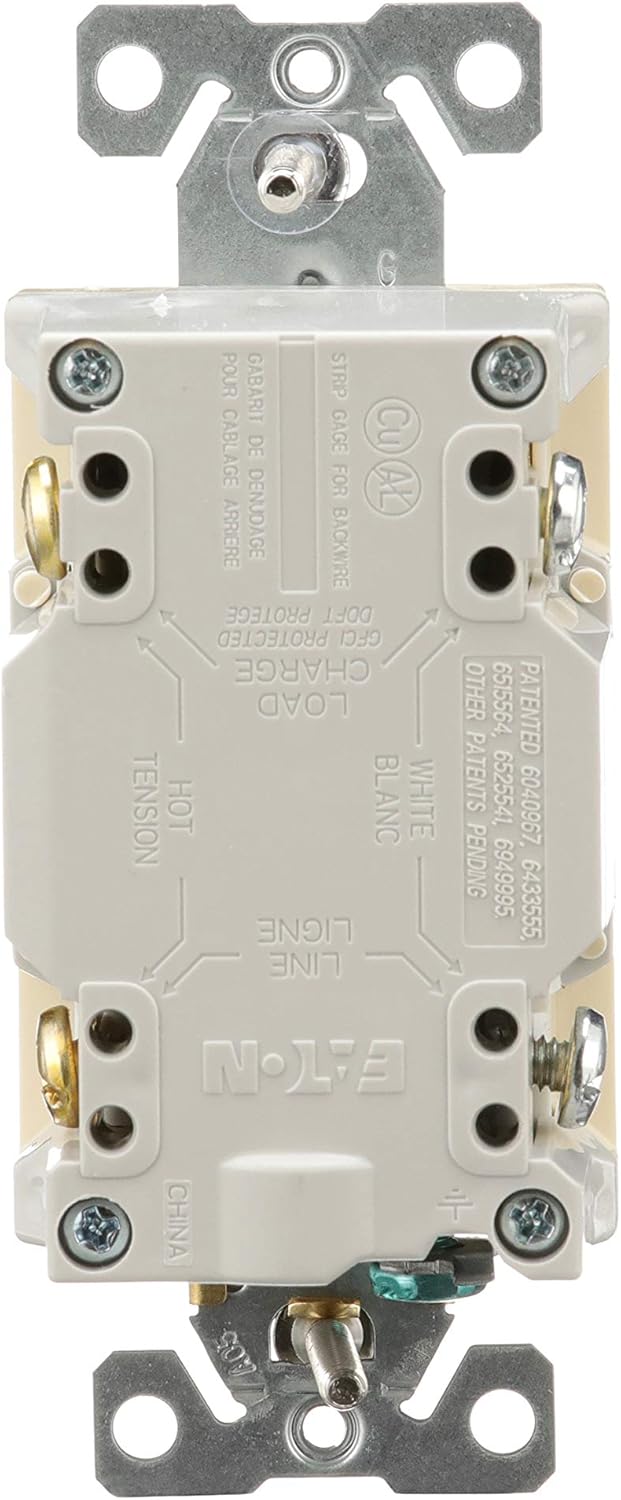EATON Eaton TRSGF15V Wiring GFCI Self-Test 15A -125V Tamper Resistant Duplex Receptacle with Standard Size Wallplate