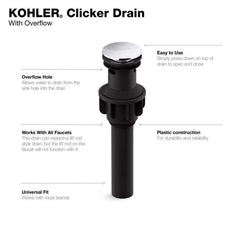 KOHLER Kohler RH1274364-CP Clicker Drain With Overflow