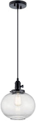 KICHLER Kichler 43852BK Avery 9.75 inches Globe Mini Pendant 100W (9.75 inches x 9.75 inches x 11.25 inches)