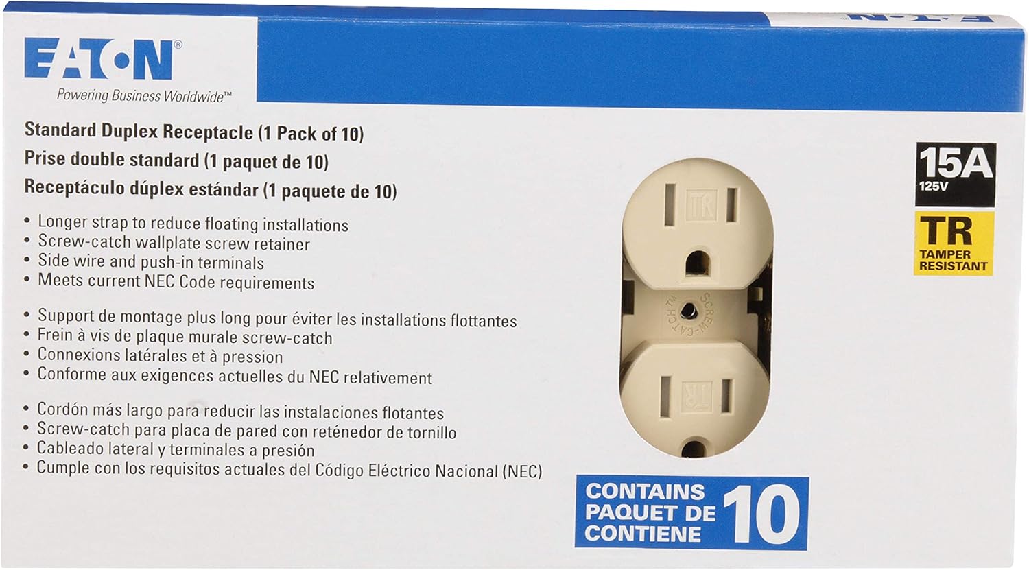 EATON Eaton TR270LA Tamper Resistant Duplex Receptacle 15-Amp 125-Volt NEMA 5-15