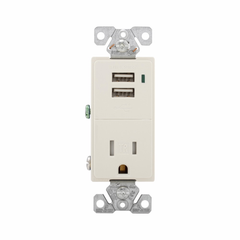 EATON Eaton TR7740LA-BOX Combination USB Charger with Receptacle 15 Amp 125 VAC