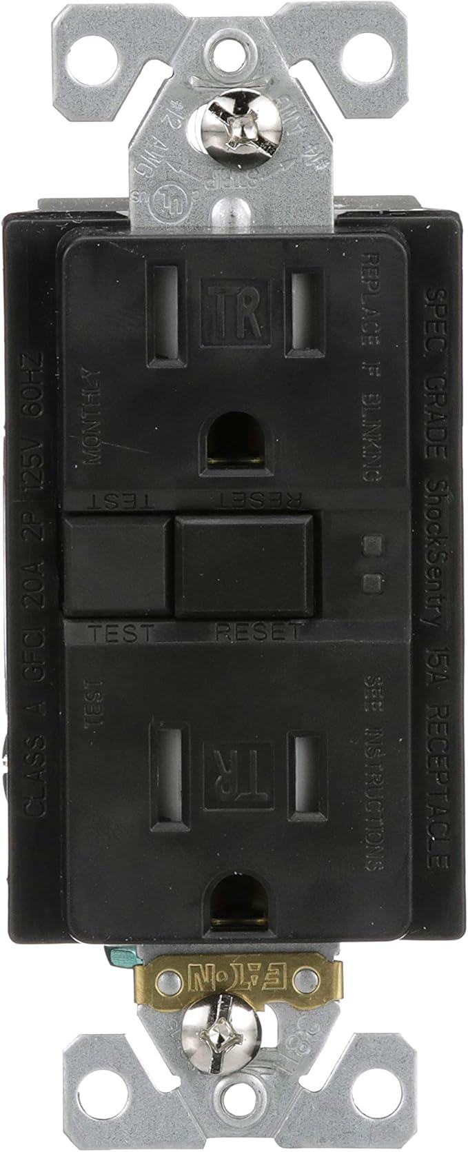 EATON Eaton TRSGF15BK Arrow Hart Duplex Tamper-Resistant GFCI Receptacle 15A