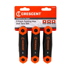 CRESCENT Crescent CHK3PC 3 piece folding sae/metric/torx dual material key set
