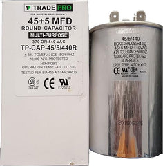 TRADEPRO Tradepro TP-CAP-45/5/440R-A 45+5 MFD 440 Volt Round Capacitor TP-CAP-45/5/440R-A