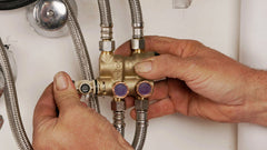 WATTS Watts LFUSG-CS 3/8 in Lead Free Thermostatic Mixing Valve with Cross Sense Visual Indicator, Adjustable 80-120 F