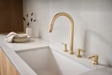 DELTA FAUCET Brizo 62506lf-gllhp-l Kintsu Widespread Pull-down Kitchen Faucet 16-1/8 Inches Lumicoat Gunmetal