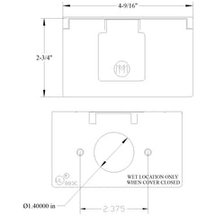 MULBERRY METAL PRODUCTS Mulberry Metal Products 30505 1-Gang Weatherproof Horizontal Single Receptacle Cover (Horizontal) R-Dot CCS