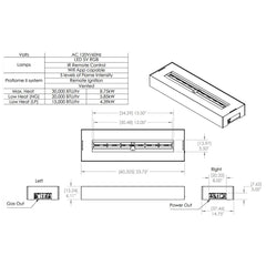 GRAND CANYON Grand Canyon LDB36L-EN Bedrock Linear Drop-In Burner & Case Natural Gas 36-Inch