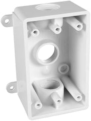 HUBBELL Hubbell PSB37550WH Single-Gang Weatherproof Box Three 1/2 in. or 3/4 in. Threaded Outlets, 2 in