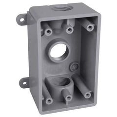 HUBBELL Hubbell PSBD37550GY 1-Gang Weatherproof Box, Three 1/2 in or 3/4 in Threaded Outlets