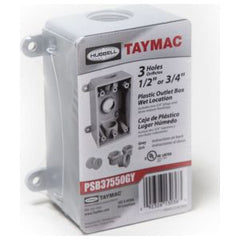 HUBBELL Hubbell PSBD37550GY 1-Gang Weatherproof Box, Three 1/2 in or 3/4 in Threaded Outlets