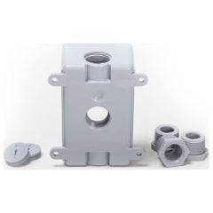 HUBBELL Hubbell PSBD37550GY 1-Gang Weatherproof Box, Three 1/2 in or 3/4 in Threaded Outlets