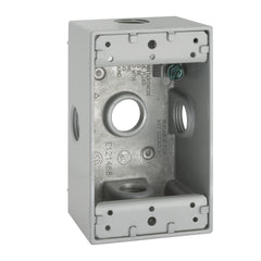 HUBBELL Hubbell 5323-0 Weatherproof Outlet Box With Side Lugs, Die Cast Aluminum, 18.3 cu-in, 1 Gang, 5 Outlets